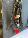 Rose and Skulls Purse Charm