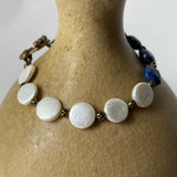 Lapis and Coin Pearl Bracelet