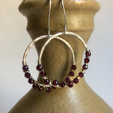 Garnet Hoop Earrings