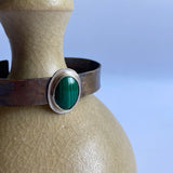 Malachite Cuff Bracelet - Bronze and Sterling Silver