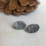 Oval Snowflake Stud Earrings
