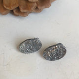 Oval Snowflake Stud Earrings