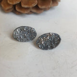 Oval Snowflake Stud Earrings