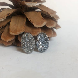 Oval Snowflake Stud Earrings