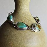 Alacron Turquoise Link Bracelet in Sterling Silver