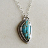 Carved Kingman Turquoise Leaf Necklace