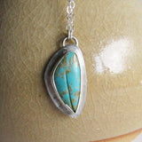 Carved Kingman Turquoise Leaf Necklace