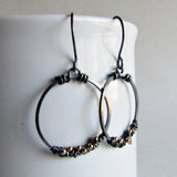 Mixed Metals Hoop Earrings - Sterling Silver and 14 Karat Gold