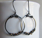 Mixed Metals Hoop Earrings - Sterling Silver and 14 Karat Gold