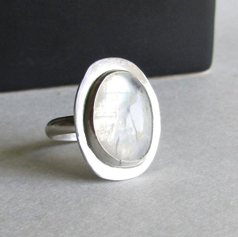 Oval Moonstone Ring - Size 8
