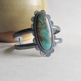 Kingman Turquoise Double Cuff with Scalloped Edge