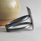 Kingman Turquoise Double Cuff with Scalloped Edge