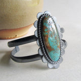 Kingman Turquoise Double Cuff with Scalloped Edge