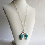 Angel Wings Necklace - Morenci Azurite and Clear Seaglass