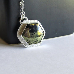 Hexagon Necklace - Pyrite in Chalcedony