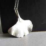 Ginkgo Leaf Necklace in Sterling Silver
