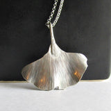 Ginkgo Leaf Necklace in Sterling Silver