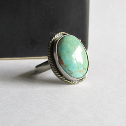 Kingman Turquoise Ring with 18K Gold Accent - Size 5 Ring