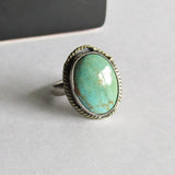 Kingman Turquoise Ring with 18K Gold Accent - Size 5 Ring