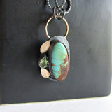 Kingman Turquoise Necklace with Peridot - Mixed Metals