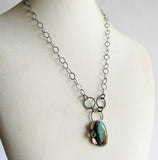 Kingman Turquoise Necklace with Peridot - Mixed Metals