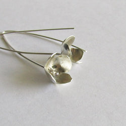 Sterling Silver Flower Dangle Earrings