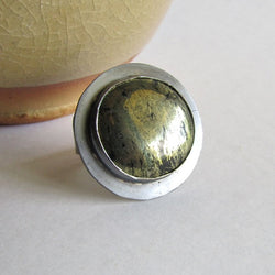 Big Round Pyrite Statement Ring - Size 10