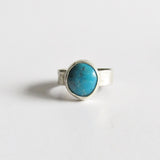 Turquoise Ring - Size 6 Hammered Silver