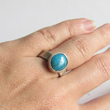 Turquoise Ring - Size 6 Hammered Silver