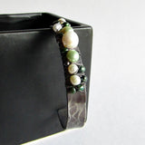 Pearl Wire Wrapped Cuff Bracelet - Green