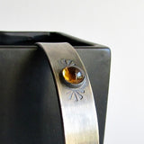 Citrine Hand Stamped Sterling Silver Cuff Bracelet