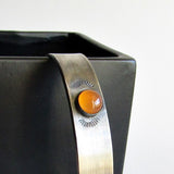 Carnelian Hand Stamped Sterling Silver Cuff