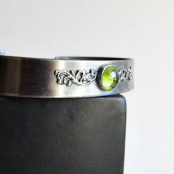 Peridot Cuff Bracelet with Filigree Detail