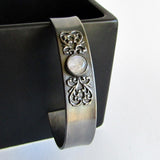 Moonstone and Filigree Sterling Silver Cuff - Made To Order