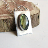 Labradorite Necklace with Hammered Edge