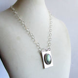 Labradorite Necklace with Hammered Edge