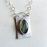 Labradorite Necklace with Hammered Edge