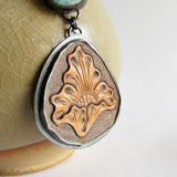 Royston Turquoise and Tooled Leather Necklace