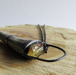 Deer Antler Necklace with Aragonite Crystal