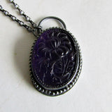 Purple Glass Floral Necklace