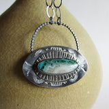 Azurite Malachite Hand Stamped Necklace