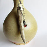 Deer Antler Necklace with Carnelian and Silver Heart