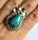 Chrysocolla Flower Ring - Size 9 Ring
