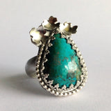 Chrysocolla Flower Ring - Size 9 Ring