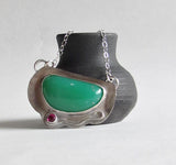Chrysoprase and Lab Ruby Necklace
