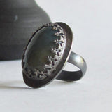 Green Fancy Jasper Statement Ring - Size 5