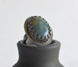 Green Fancy Jasper Statement Ring - Size 5