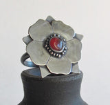 Carnelian Tudor Rose Statement Ring