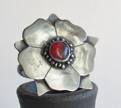 Carnelian Tudor Rose Statement Ring
