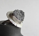Silver Druzy Ring - size 8 Ring